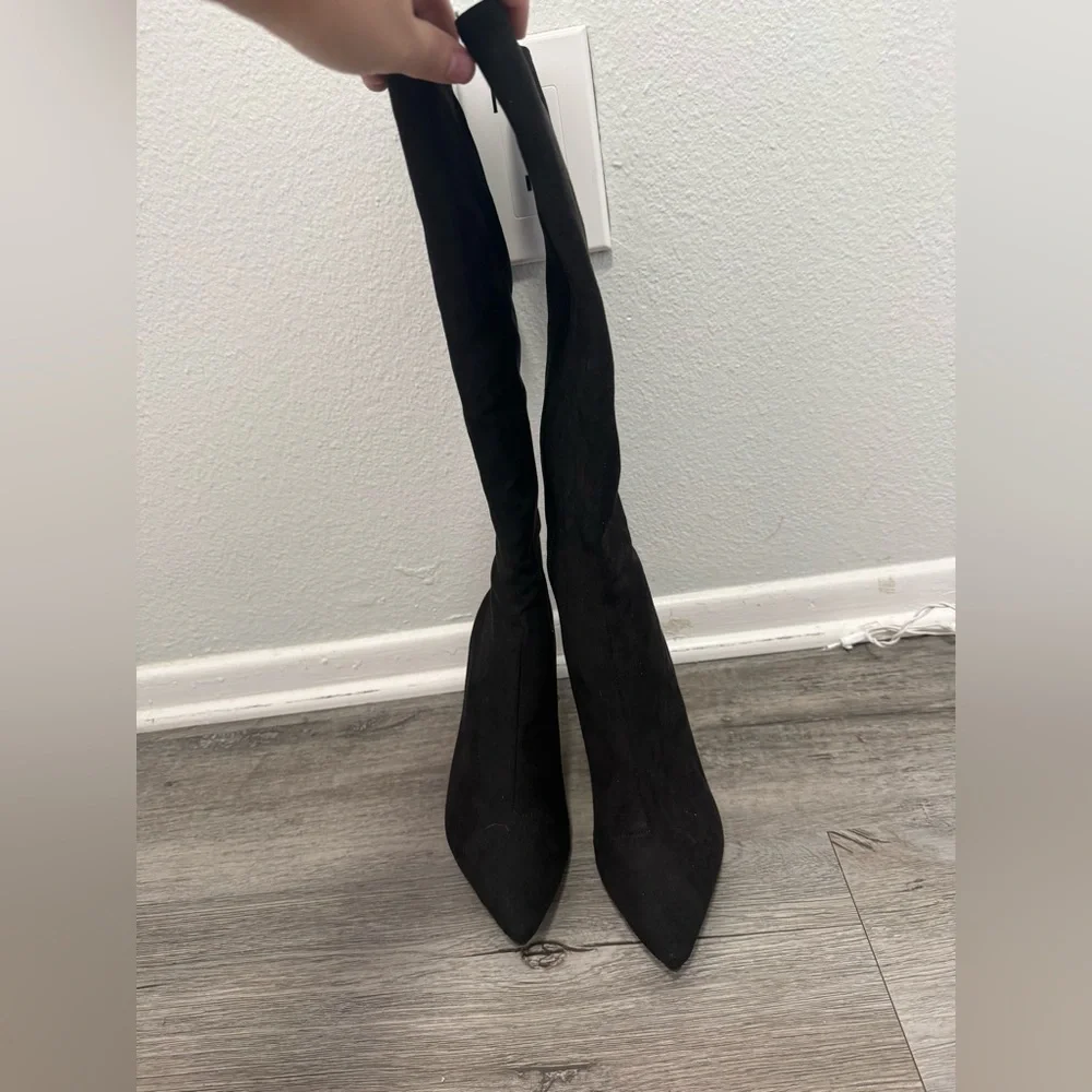 INC International Concepts Black Suede Knee High Boots Size 7